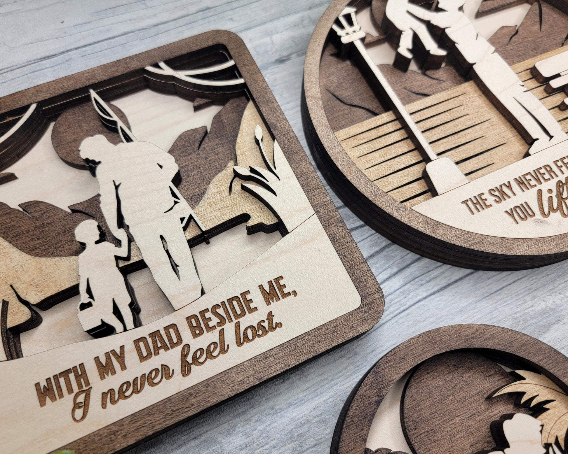 Father's Day Moments Collection - 5 Designs and 3 Shapes 6 Text Options - SVG, PDF, AI File Download - Works with all Laser Types