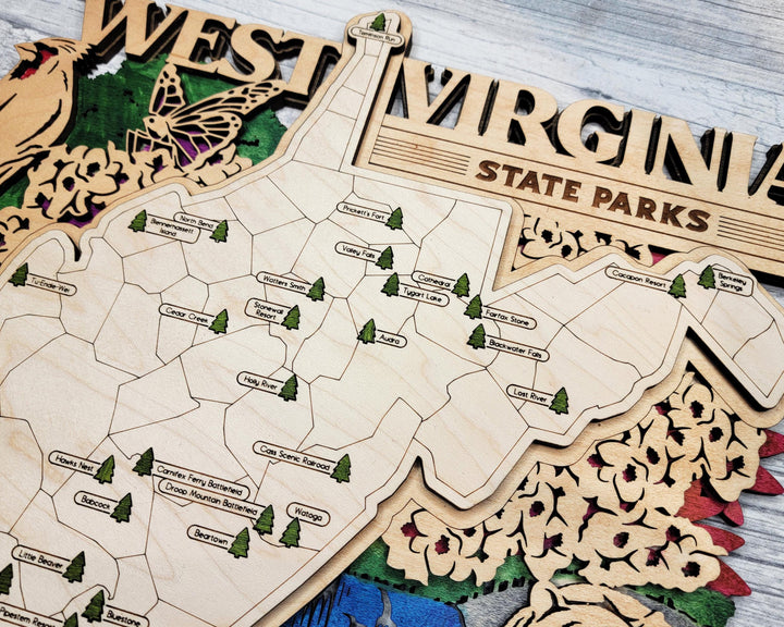 The West Virginia Park Map - Custom and Non Customizable Options - SVG, PDF File Download - Tested in Lightburn and Glowforge & Xtool