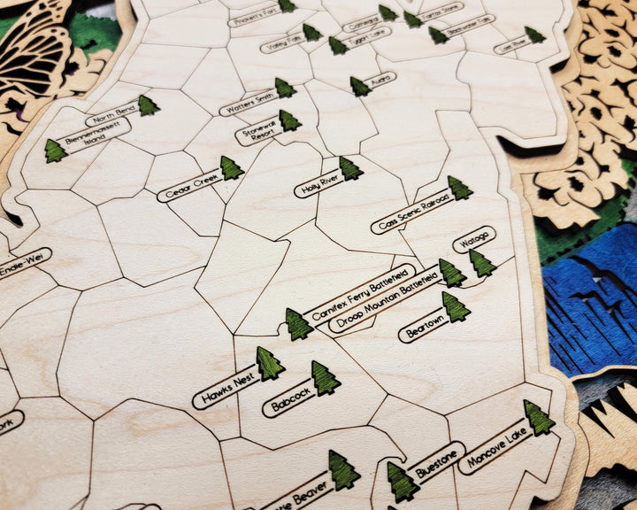 The West Virginia Park Map - Custom and Non Customizable Options - SVG, PDF File Download - Tested in Lightburn and Glowforge & Xtool