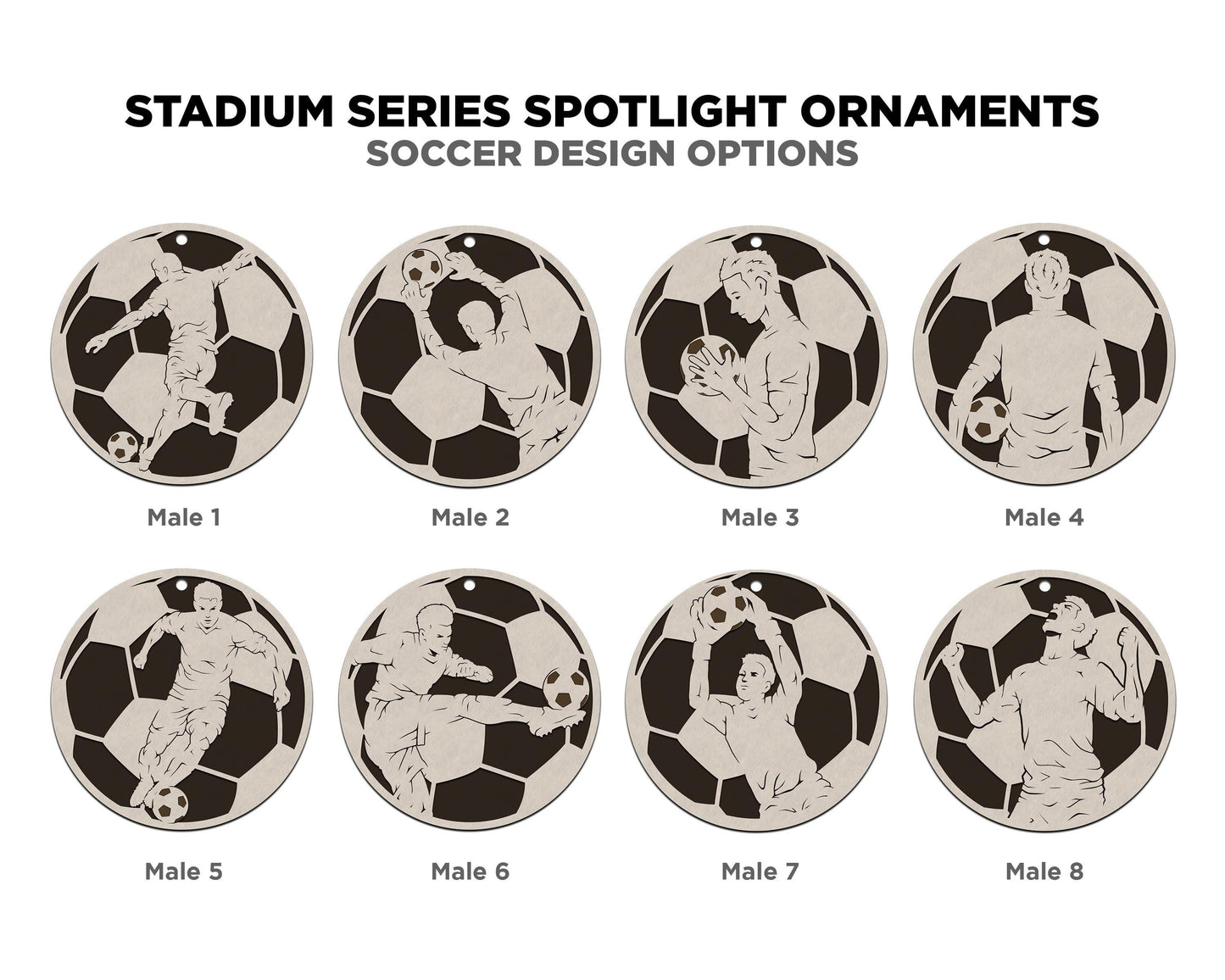 Stadium Series Spotlight Ornaments - Soccer Expansion Set - 16 Ornaments - SVG, PDF, AI File Download - Works with all Laser Types