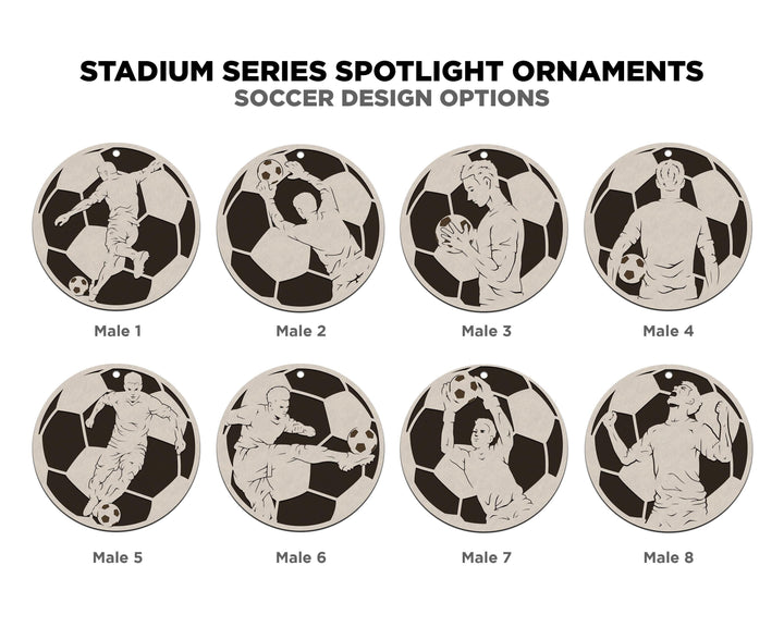 Stadium Series Spotlight Ornaments - Soccer Expansion Set - 16 Ornaments - SVG, PDF, AI File Download - Works with all Laser Types