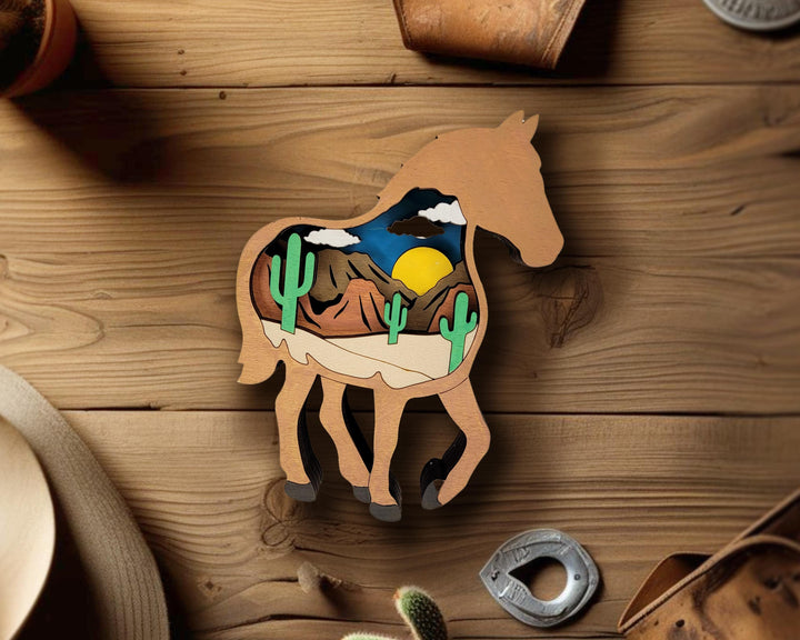 Layered Horse - Ornament and Magnet - SVG, PDF, AI File Download - Works with all Laser Types