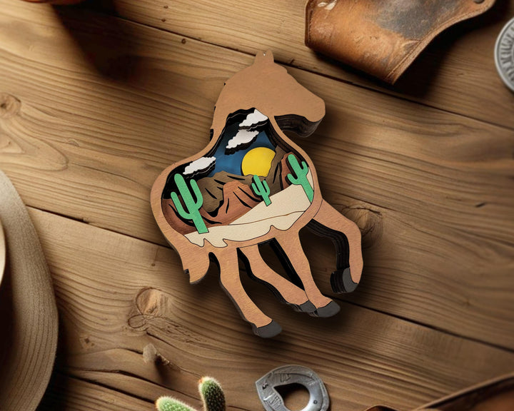 Layered Horse - Ornament and Magnet - SVG, PDF, AI File Download - Works with all Laser Types