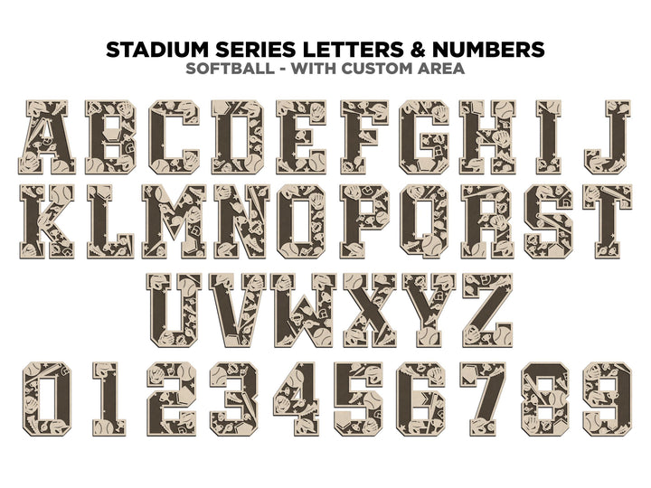 Stadium Series Letters and Numbers - Softball - Customizable and Non Customizable - SVG, PDF, ai File Download - Works with all Lasers
