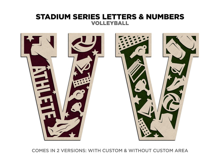 Stadium Series Letters and Numbers - Volleyball - Customizable and Non Customizable - SVG, PDF, ai File Download - Works with all Lasers
