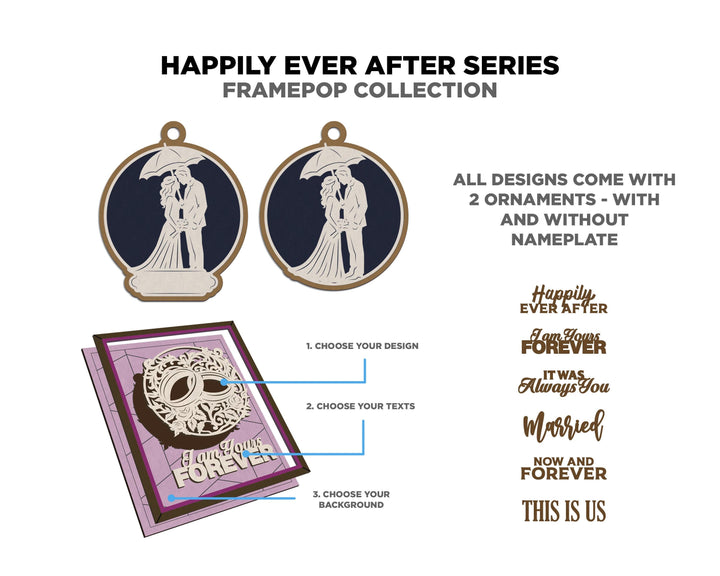 Happily Ever After Series - FramePop Collection - Ornaments and Signage - SVG, PDF, ai File Download - Works with all Lasers