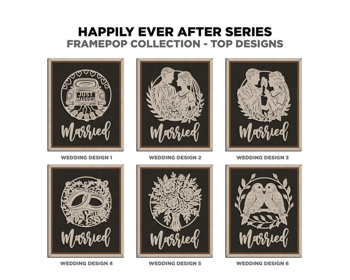 Happily Ever After Series - FramePop Collection - Ornaments and Signage - SVG, PDF, ai File Download - Works with all Lasers