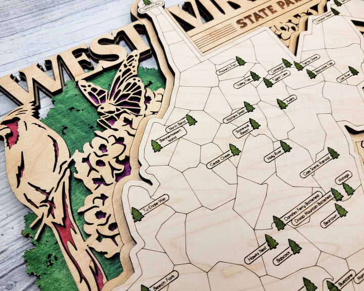The West Virginia Park Map - Custom and Non Customizable Options - SVG, PDF File Download - Tested in Lightburn and Glowforge & Xtool