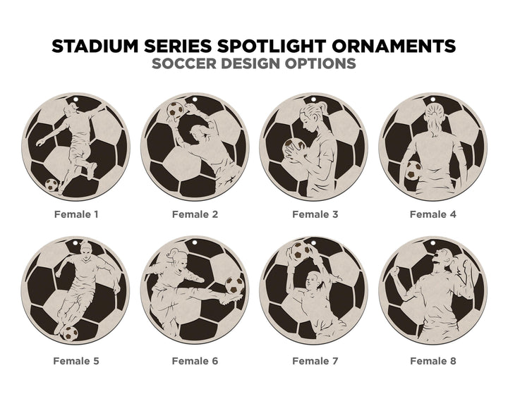 Stadium Series Spotlight Ornaments - Soccer Expansion Set - 16 Ornaments - SVG, PDF, AI File Download - Works with all Laser Types