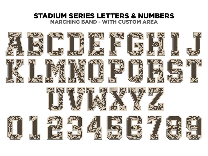 Stadium Series Letters and Numbers - Marching Band - Customizable and Non Customizable - SVG, PDF, ai File Download - Works with all Lasers
