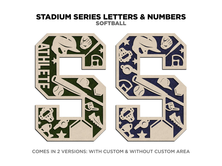 Stadium Series Letters and Numbers - Softball - Customizable and Non Customizable - SVG, PDF, ai File Download - Works with all Lasers