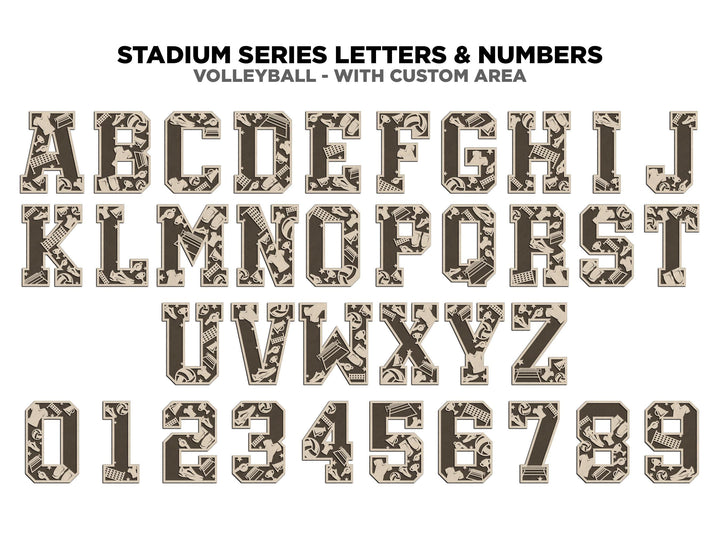 Stadium Series Letters and Numbers - Volleyball - Customizable and Non Customizable - SVG, PDF, ai File Download - Works with all Lasers