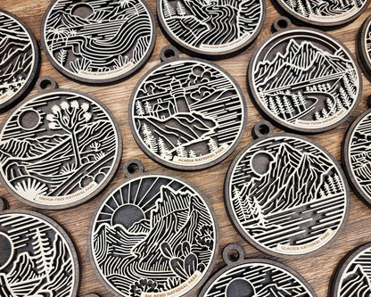 US National Park Line Art Ornaments - 63 Parks includes - SVG, PDF, ai File Download - Works with all Lasers