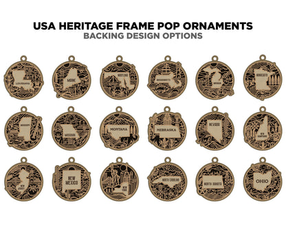 US Heritage State Line Ornaments - 53 Ornaments includes - SVG, PDF, ai File Download - Works with all Lasers