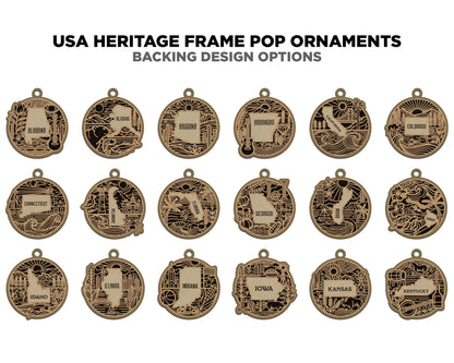 US Heritage State Line Ornaments - 53 Ornaments includes - SVG, PDF, ai File Download - Works with all Lasers