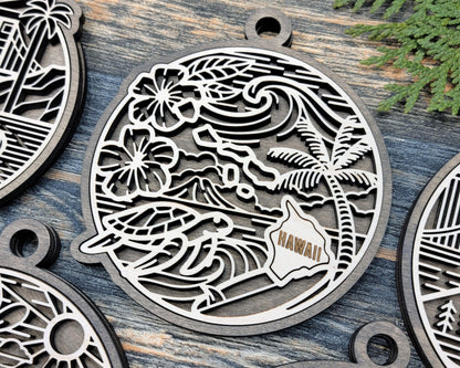 US Heritage State Line Ornaments - 53 Ornaments includes - SVG, PDF, ai File Download - Works with all Lasers