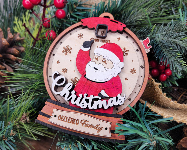 Santa's Countdown - Ornament & Signage - Personalize with a Family Name- SVG, PDF, AI File types - Works With All Lasers