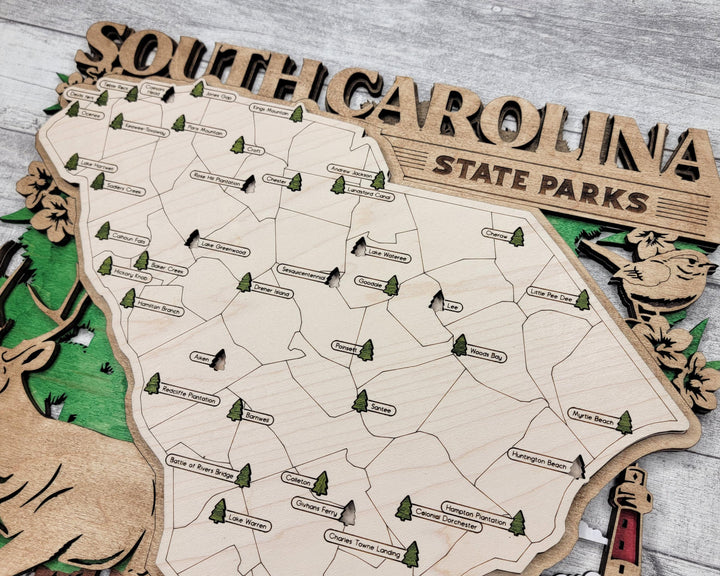 The South Carolina State Park Map - Custom and Non Customizable Options - SVG, PDF File Download - Tested in Lightburn and Glowforge & Xtool