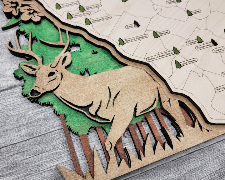 The South Carolina State Park Map - Custom and Non Customizable Options - SVG, PDF File Download - Tested in Lightburn and Glowforge & Xtool