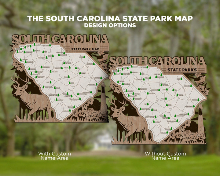 The South Carolina State Park Map - Custom and Non Customizable Options - SVG, PDF File Download - Tested in Lightburn and Glowforge & Xtool