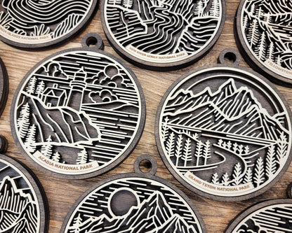 US National Park Line Art Ornaments - 63 Parks includes - SVG, PDF, ai File Download - Works with all Lasers