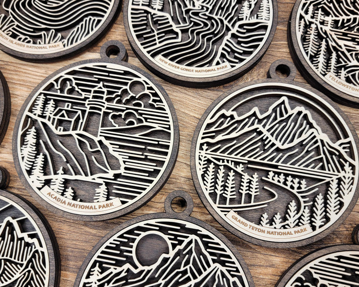 US National Park Line Art Ornaments - 63 Parks includes - SVG, PDF, ai File Download - Works with all Lasers