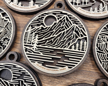 US National Park Line Art Ornaments - 63 Parks includes - SVG, PDF, ai File Download - Works with all Lasers
