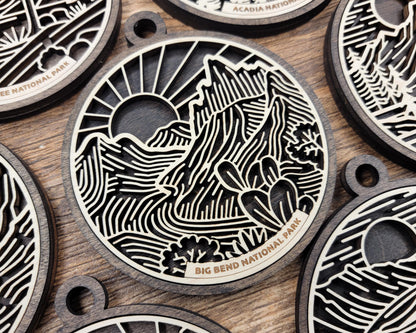 US National Park Line Art Ornaments - 63 Parks includes - SVG, PDF, ai File Download - Works with all Lasers