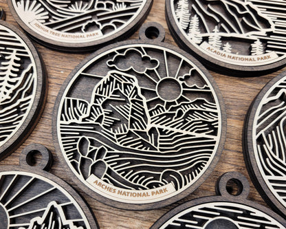 US National Park Line Art Ornaments - 63 Parks includes - SVG, PDF, ai File Download - Works with all Lasers