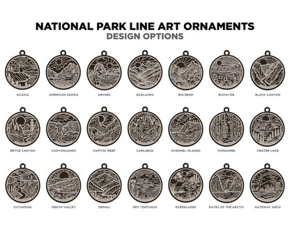 US National Park Line Art Ornaments - 63 Parks includes - SVG, PDF, ai File Download - Works with all Lasers