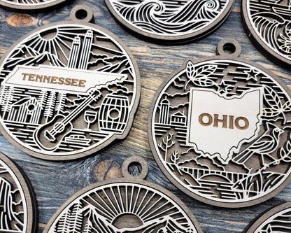 US Heritage State Line Ornaments - 53 Ornaments includes - SVG, PDF, ai File Download - Works with all Lasers