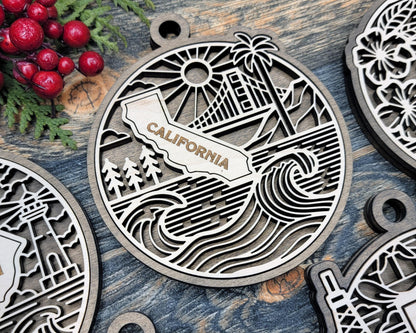 US Heritage State Line Ornaments - 53 Ornaments includes - SVG, PDF, ai File Download - Works with all Lasers