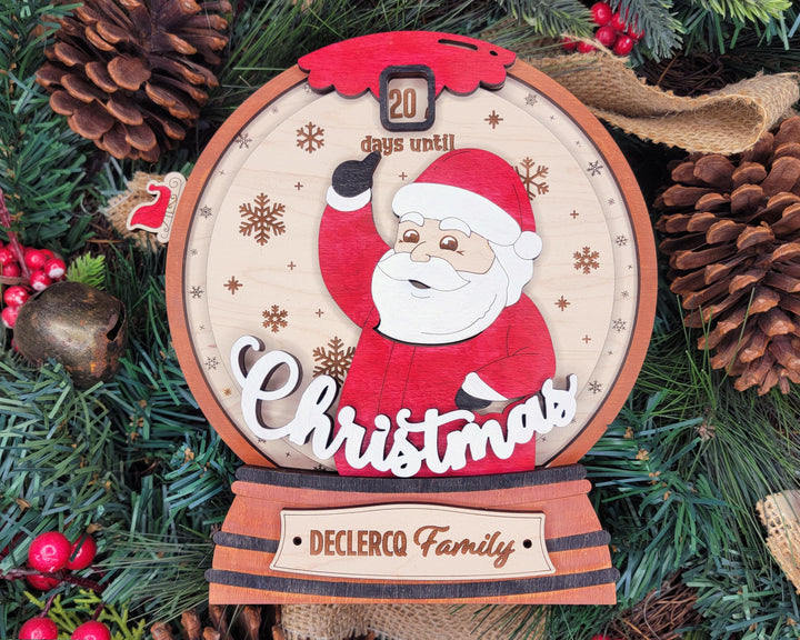 Santa's Countdown - Ornament & Signage - Personalize with a Family Name- SVG, PDF, AI File types - Works With All Lasers