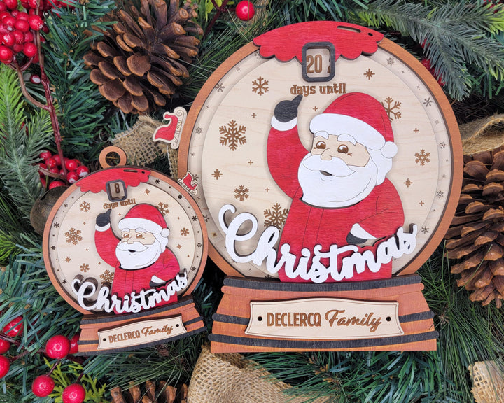 Santa's Countdown - Ornament & Signage - Personalize with a Family Name- SVG, PDF, AI File types - Works With All Lasers