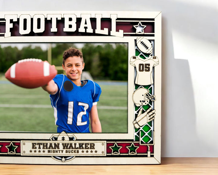Football Icon Frames - Includes Frame Sizes 4x6, 5x7, 8x10 in Landscape and Portrait - Works with all Lasers