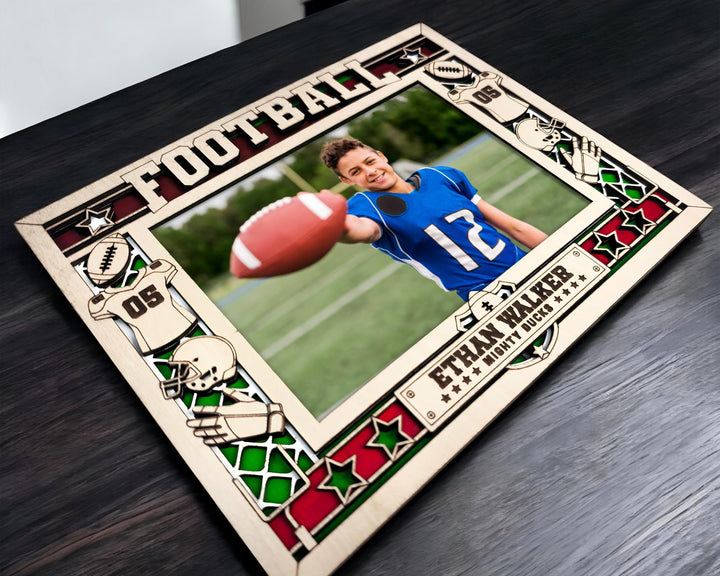 Football Icon Frames - Includes Frame Sizes 4x6, 5x7, 8x10 in Landscape and Portrait - Works with all Lasers