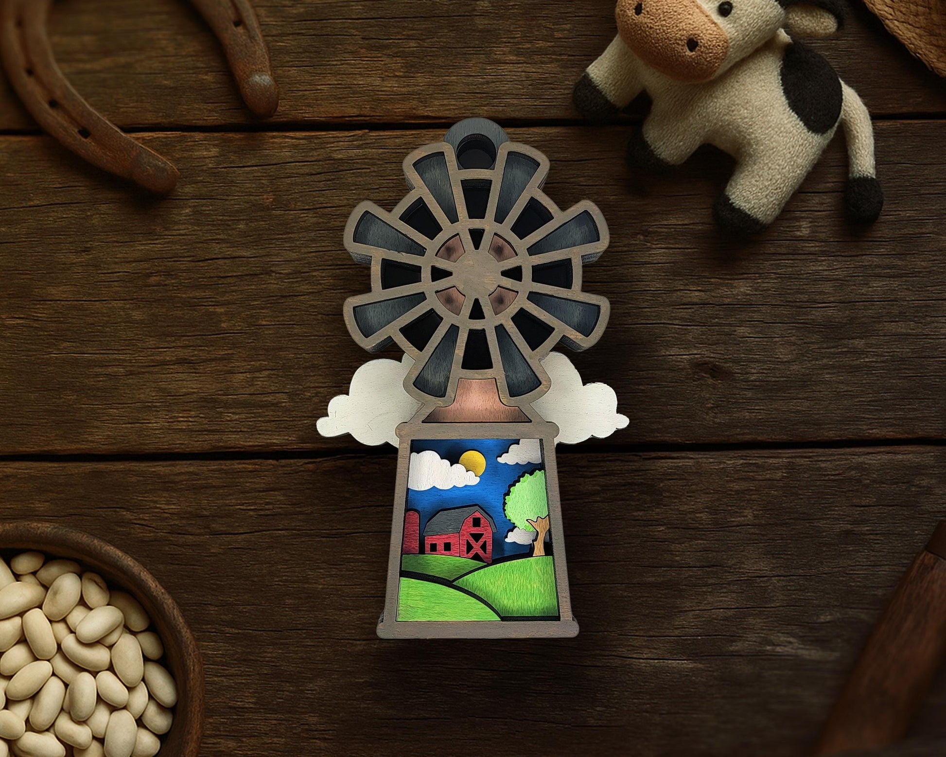 Layered Windmill - Ornament and Magnet - SVG, PDF, AI File Download - Works with all Laser Types