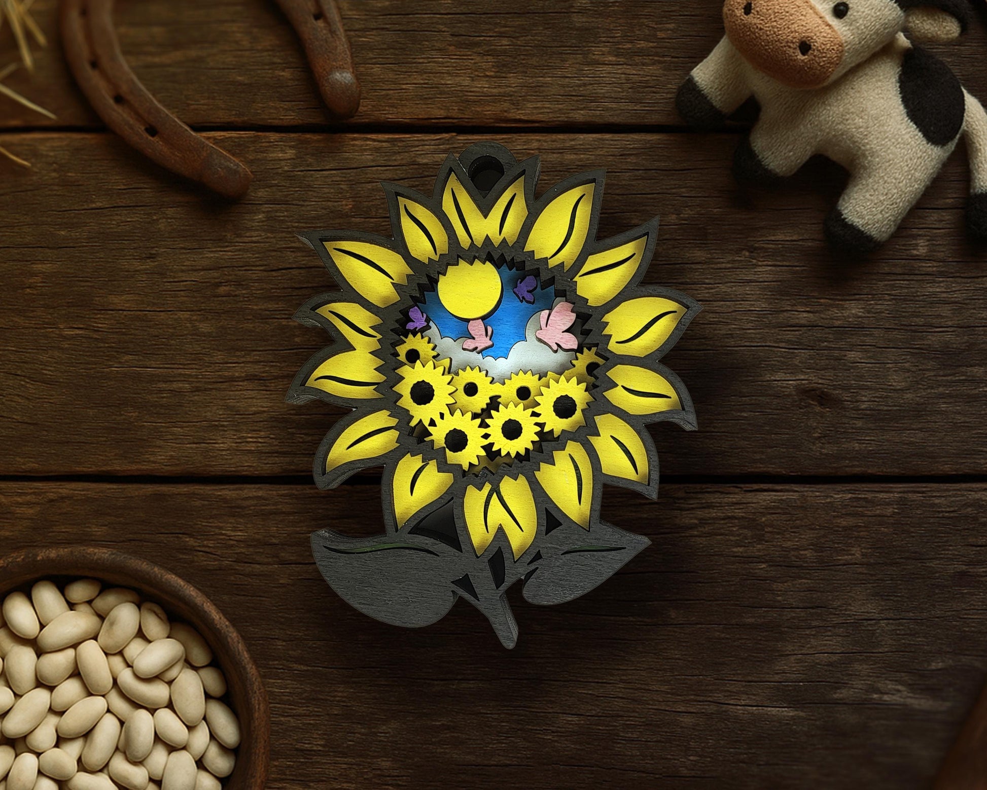 Layered Sunflower - Ornament and Magnet - SVG, PDF, AI File Download - Works with all Laser Types