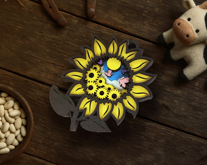 Layered Sunflower - Ornament and Magnet - SVG, PDF, AI File Download - Works with all Laser Types