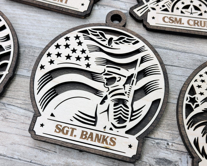 Armed Forces Ornament Bundle - 11 Ornament Designs - SVG, PDF, AI File Download - Works with all Laser Types