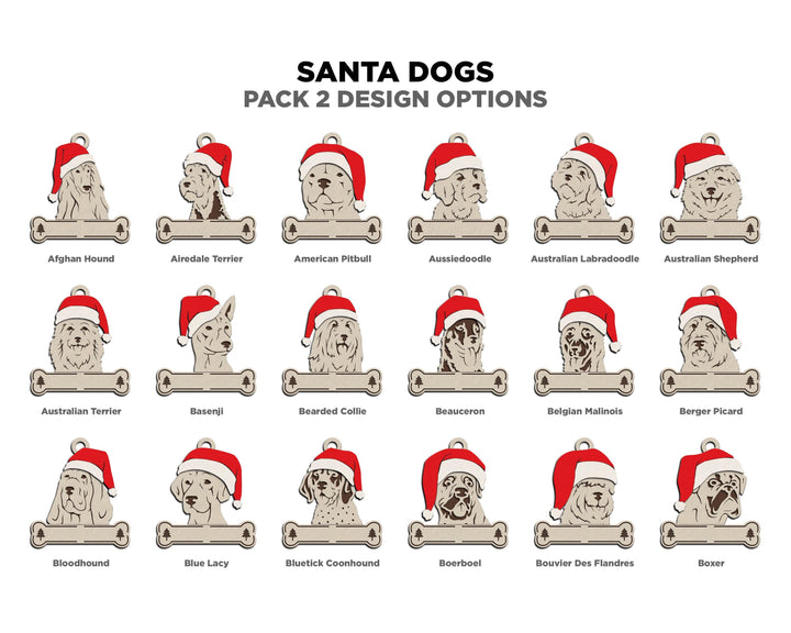Santa Dogs Pack 2 - 50 Breeds included - SVG, PDF, AI File Download - Works on all Laser Types