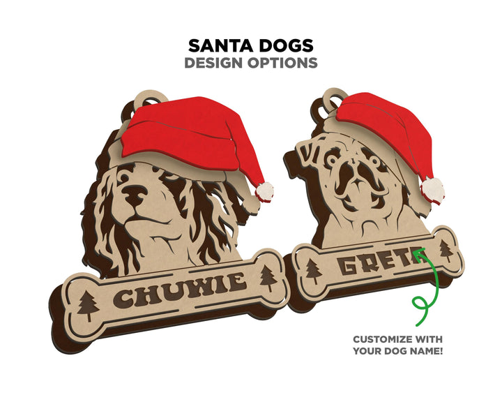 Santa Dogs Pack 1 - 50 Breeds included - SVG, PDF, AI File Download - Works on all Laser Types