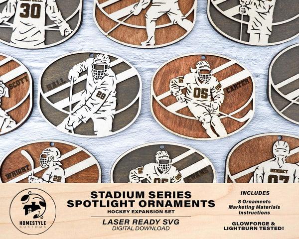 Stadium Series Spotlight Ornaments - Hockey Expansion Set - SVG, PDF, AI File Download - Works with all Laser Types