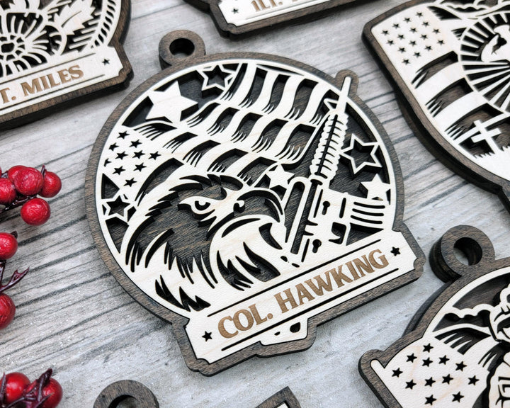 Armed Forces Ornament Bundle - 11 Ornament Designs - SVG, PDF, AI File Download - Works with all Laser Types