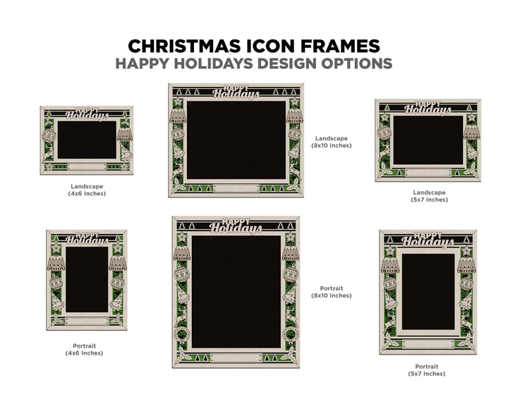Christmas Icon Frames - Includes Frame Sizes 4x6, 5x7, 8x10 in Landscape and Portrait - Works with all Lasers