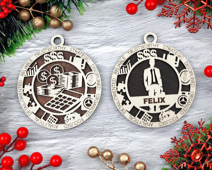Banker - Occupational Ornaments - Contains 6 Ornaments Male and Female - Custom area - SVG, PDF, AI File Download - Works on all Lasers