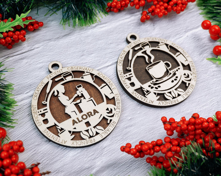 Barista - Occupational Ornaments - Contains 6 Ornaments Male and Female - Custom area - SVG, PDF, AI File Download - Works on all Lasers