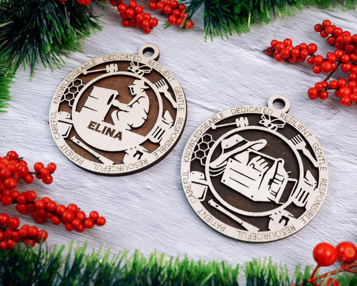 Beekeeper - Occupational Ornaments - Contains 6 Ornaments Male and Female - Custom area - SVG, PDF, AI File Download - Works on all Lasers