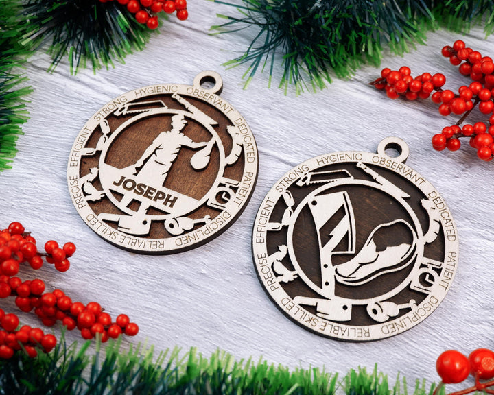 Butcher - Occupational Ornaments - Contains 6 Ornaments Male and Female - Custom area - SVG, PDF, AI File Download - Works on all Lasers
