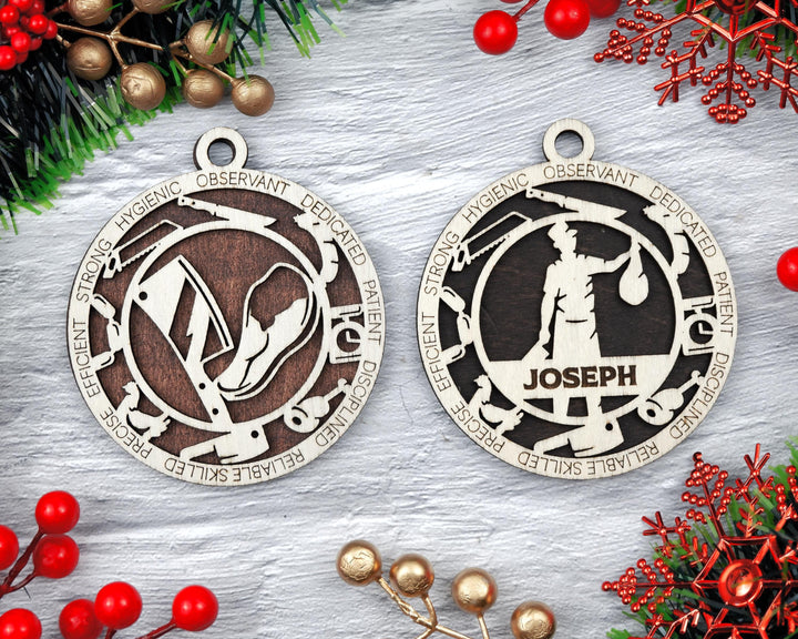 Butcher - Occupational Ornaments - Contains 6 Ornaments Male and Female - Custom area - SVG, PDF, AI File Download - Works on all Lasers